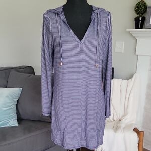 Beach Break NWT Striped Hooded Cover-up Dress